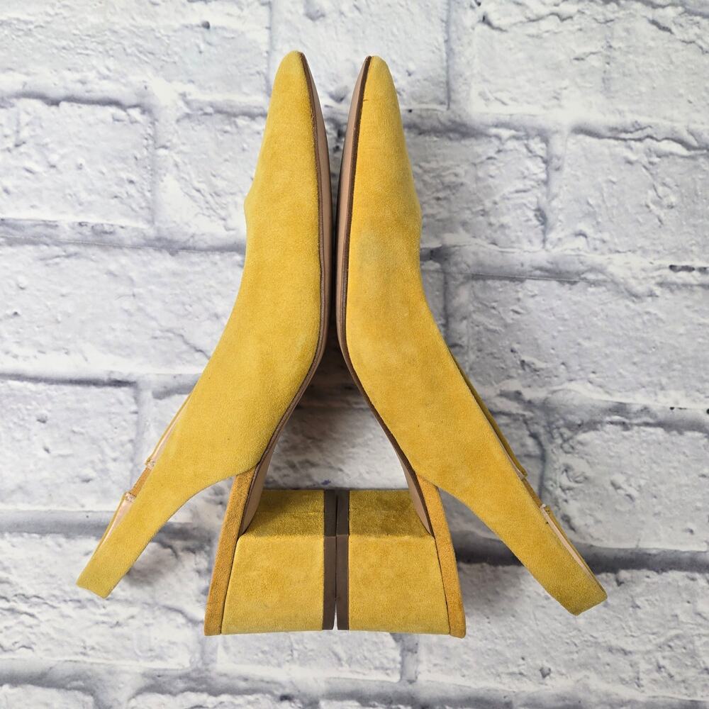 Sole Society Slingback Keilinah Pumps Mustard Suede Covered Heel size 8.5M - Picture 4 of 14